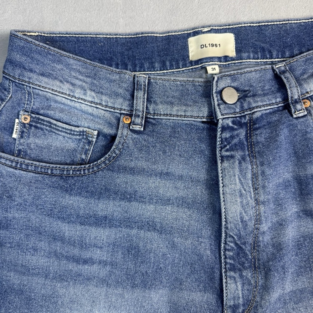 DL1961 Womens Wide Leg Raw Hem Jeans Blue Medium Wash High Rise Size 31 Culottes - Picture 2 of 10